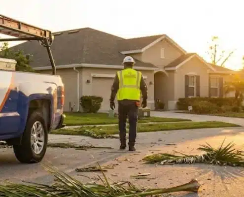 Major Restorations hurricane damage expert surveys damage caused by high winds, flooding, and heavy rainfall.