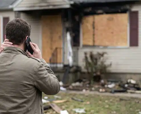 Homeowner calls a professional fire restoration company after a house fire in Tampa, Florida.